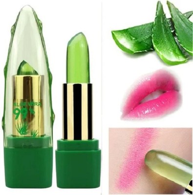 AMOSFIA Natural Aloe Gel Lipstick Temperature Changed Waterproof Nourishing Lip Balm ALOVE VERA, GREEN APPLE(Pack of: 1, 5 g)