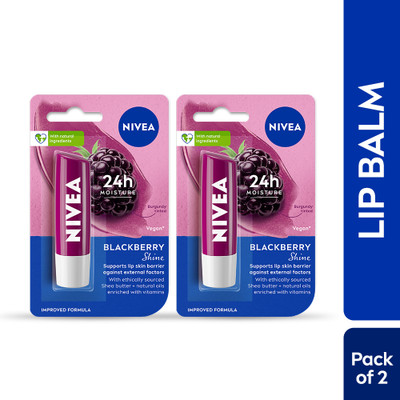 NIVEA Blackberry Fruity Shine Lip Balm Blackberry(Pack of: 2, 9.6 g)