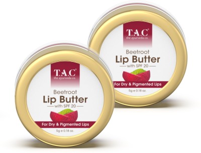 TAC - The Ayurveda Co. Beetroot Lip Lightening Balm For Dark Lips For Men & Women With Shea Butterr For Dry Lips, Sulphate & Paraben Free Cocoa Butter(Pack of: 2, 10 g)