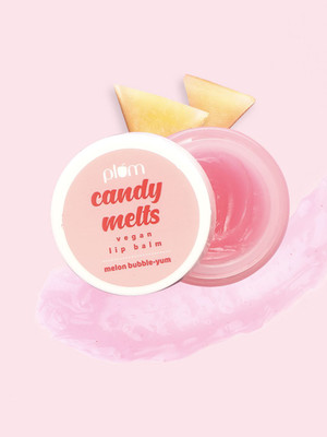 Plum Candy Melts Vegan Lip Balm | Melon Bubble-yum | With Natural UV Protection Melon(Pack of: 1, 12 g)