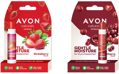 AVON Naturals Strawberry & Cherry Lip Balm Combo Pack (4.5g each) Strawberry, Cherry(Pack of: 2, 9 g)