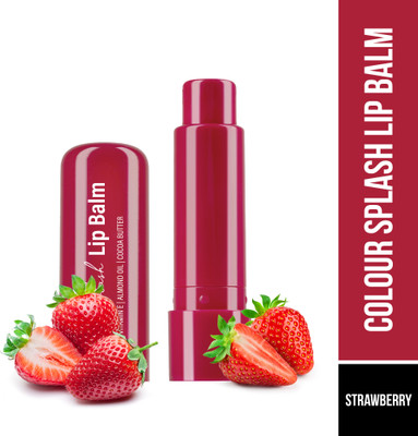 Hilary Rhoda Colour Splash Lip Balm | With SPF-15 | Intense Hydration | For Dry Chapped Lips - Strawberry(Pack of: 1, 3 g)
