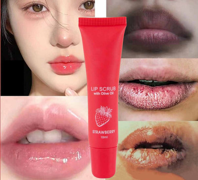 manasona Stawberry Lip Scrub for Dark, Pigmented, Chapped & Dry Lips Fruity(Pack of: 1, 10 g)