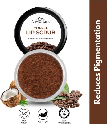 Aravi Organic Coffee Lip Lightening Scrub Balm for Dark, Chapped & Pigmented Lips Scrub Coffee(Pack of: 1, 15 g)