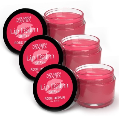 Nourish Mantra Rose Lip Balm with SPF Made with Rose Extracts & Shea Butter For Dark Lips Rose(Pack of: 3, 36 g)