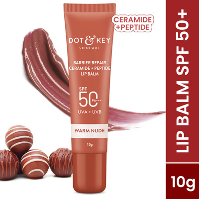 Dot & Key Ceramide & Peptide Barrier Repair Lip Balm Spf , Pa+++|Warm Nude Caramel(Pack of: 1, 10 g)