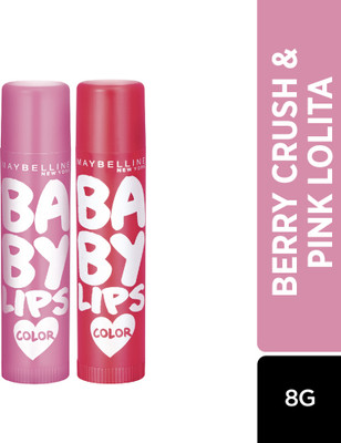 MAYBELLINE NEW YORK Baby Lips Tinted Lip Balm Pink Lolita & Berry Crush(Pack of: 2, 8 g)