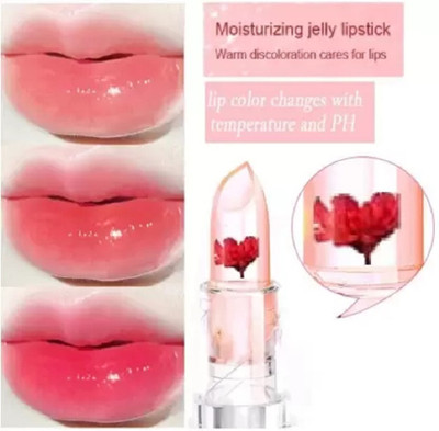 GABBU Waterproof Flower Lipstick Jelly Flower Transparent Color Changing Lipstick red(pink, 3.6 ml)