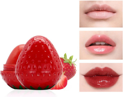 HSQ Strawberry Lip Balm Gloss | Natural Moisturizing Lip Care with Pink Tint Strawberry(Pack of: 1, 5 g)