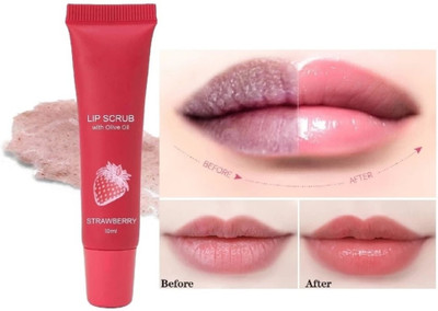 AFARAXIA Best Lip Scrub - For Tanned Lips Scrub for pink smooth lips pack of2 strawberry(Pack of: 1, 10 g)