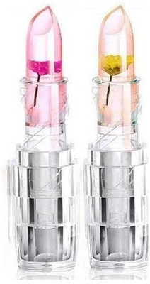 HUZURLU Waterproof Flower Lipstick Jelly Flower Transparent Color Changing Lipstick set Fruity(Pack of: 2, 7.2 g)