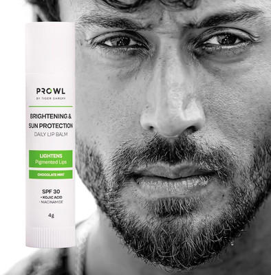 PROWL By Tiger Shroff Lipbalm For Men Brightening Dark Lips | Kojic Acid & Niacinamide Choco Mint(Pack of: 1, 4 g)