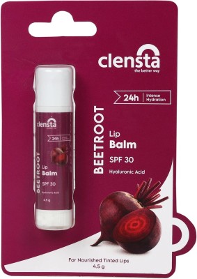 Clensta Beetroot Lip Balm With Hyaluronic Acid Spf 30 For Moisture & Lightens Dark Lips Beetroot(Pack of: 1, 5 g)