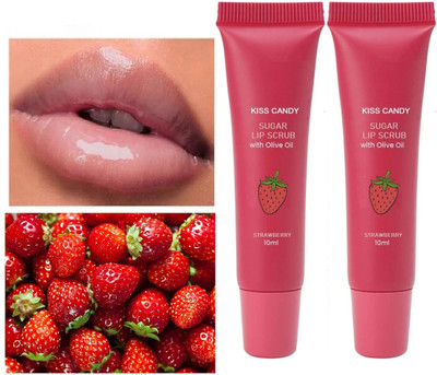 AFARAXIA Use Lip Scrub Blend For Dry, Chapped & Dark Lips Scrub strawberry(Pack of: 2, 20 g)