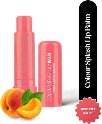 Hilary Rhoda Colour Splash Lip Balm | With SPF-15 | Intense Hydration | For Dry Chapped Lips - Apricot | Shade 04(Pack of: 1, 3 g)
