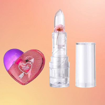 Divyaan Beauty Korean Viral Flower with Heart Shape Lipgloss Multi Use Waterproof Tint na(Pack of: 2, 30 g)