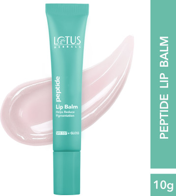 LOTUS HERBALS Peptide Lip Balm with SPF 15 for Dry and Chapped Lips, Glossy Finish, No Tint Vanilla(Pack of: 1, 10 g)