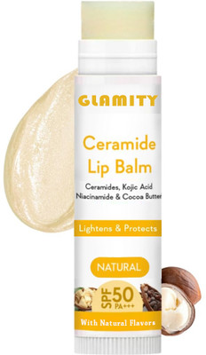GLAMITY Ceramide Lip Balm with SPF50 PA+++ - Kojic Acid & Niacinamide Natural(Pack of: 1, 5 g)