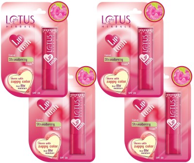 LOTUS HERBALS Strawberry Lip Lush Strawberry(Pack of: 4, 14 g)