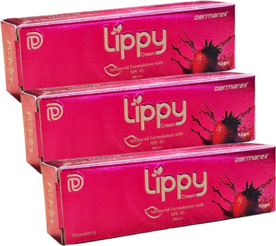 Lippy Cream (Pack of 3) Strawberry(Pack of: 3, 10 g)