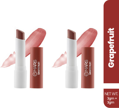 MARS Aqua Splash Tinted Lip Balm Enriched with Shea Butter| Non-Sticky & Moisturizing (GRAPEFRUIT)(Pack of: 2, 6 g)