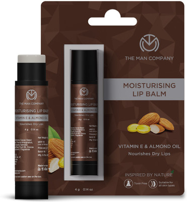THE MAN COMPANY Nourishing Lip Balm | Vitamin E, Almond & Olive Oil | Soft, Supple, Moisturizes | Hydrates | Free from Dry, Chapped Lips | Natural Essential Oils - 4gm Almond(Pack of: 1, 4 g)
