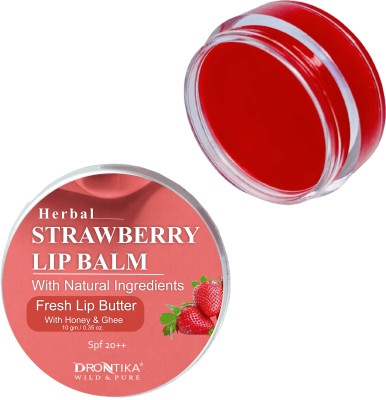 DRONTIKA WILD & PURE Lip Balm - Strawberry | For Dry & Cracked Lips with Spf 20++ Strawberry(Pack of: 1, 10 g)