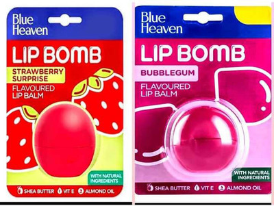 BLUE HEAVEN Lip Bomb Bubble Gum & Strawberry Strawberry, Bubblegum(Pack of: 2, 2 g)