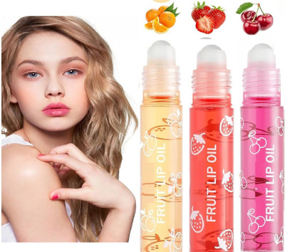 Herrlich New Roll-On Lip oil Set Suitable for Dry and Chapped Lips FRUITS(Pack of: 3, 6 g)