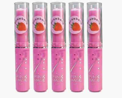Sarbeau Pink Magic Color Changing Lip Balm lasting Hydrating effect (Pack of 5)_C_189 Strawberry(Pack of: 5, 3 g)