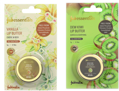 fabessentials Lip Butter 5gm Each x Pack of 2 Vanilla, Dew Kiwi(Pack of: 2, 10 g)