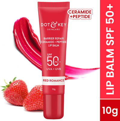 Dot & Key Ceramide & Peptide Barrier Repair Lip Balm Spf ,Pa+++|Red Romance| Strawberry(Pack of: 1, 10 g)