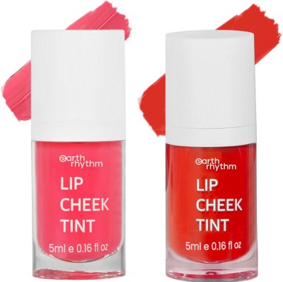 Earth Rhythm Lip & Cheek Tint Cherry & Mermaid Combo, Hydrates Dry Chapped Lips - 10 ml Cherry, Mermaid(Pack of: 2, 10 g)