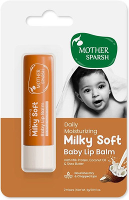Mother Sparsh Milky Soft Lip Balm for Babies, Nourishes Dry Chapped Lips With Milk Protein Coconut(Pack of: 1, 4 g)