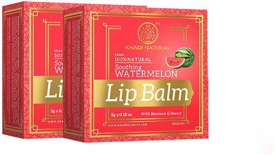 KHADI NATURAL Lip Balm with Beeswax and Honey - Watermelon(Pack of: 2, 10 g)