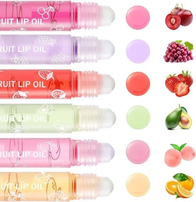 HUZURLU Roll On Lip Gloss for Girls, Fruit Flavoured Moisturising Lip Oil Fruit(Pack of: 6, 18 g)