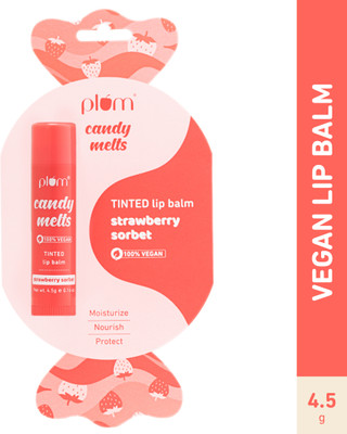 Plum Candy Melts Strawberry Sorbet Tinted Lip Balm | Hydrates Dry & Chapped Lips Strawberry Sorbet(Pack of: 1, 4.5 g)