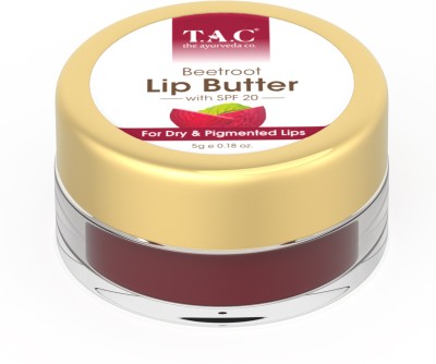 TAC - The Ayurveda Co. Beetroot Lip Balm with SPF 20 - Moisturizing Lip Balm Dark, Dry & Chapped Lips Beetroot, Cocoa Butter, Shea Butter(Pack of: 1, 5 g)
