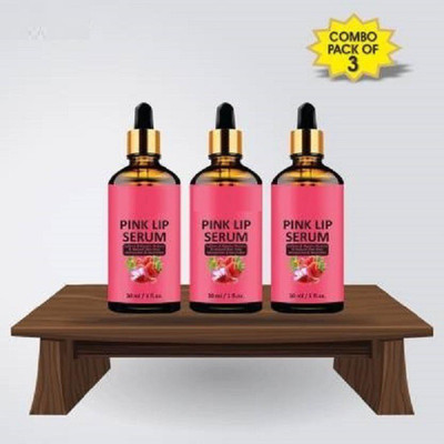 Elecsera Pink Lip Serum Oil -With Vitamin E- For Glossy & Shiny Lips with Moisturizing Effect-Fruity Flavor- Men & Women Combo pack of 3 bottles of 30 ml(90 ml) Fruity(Pack of: 3, 30 g)