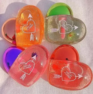 BLUSHIS 4pc Pcs Cute Heart Shape Swiss Korean Lip Gloss in Waterproof Pink Shade Jelly(Pack of: 4, 30 g)