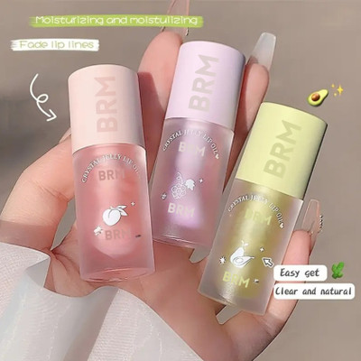 BRM TRADERS Glossy Jelly Lip Oil Set – Fruit Flavors & Deep Hydration (Pack of 3)(5 ml, Peach, Multicolor)