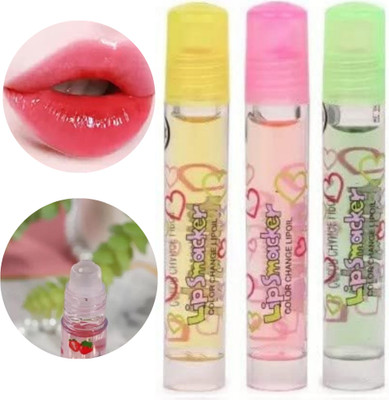 Hidden Beauty Color change Natural Lip Smacker gloss Pack of 3 a4(15 ml, Pink)