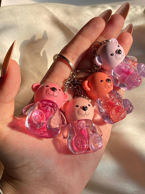 AEPRUY Teddy Bear Shape Keychain Lipgloss Waterproof Longlasting(16 g, MULTI COLOR)