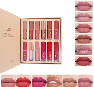 Crazy girl Professional Liquid Matte Lipstick 12 pcs set Waterproof Long lasting(36 ml, Multicolor)