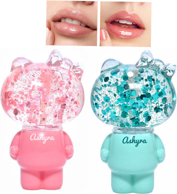 Ashyra Bear-Shaped Pink Lip Gloss – Glitter Shine for Girls & Teens (Pack of 2)(5 ml, Light Pink)