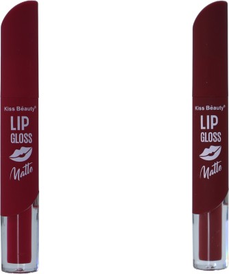 Kiss Beauty Velvet Matte Liquid Lipstick Lipgloss Shed 03+06(12 g, Maroon, Pink)