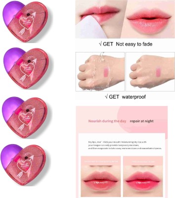 moan's Set of 4 Cute and Glossy Heart Shape Lip Gloss ( Set of 4 )(28 ml, Pink)