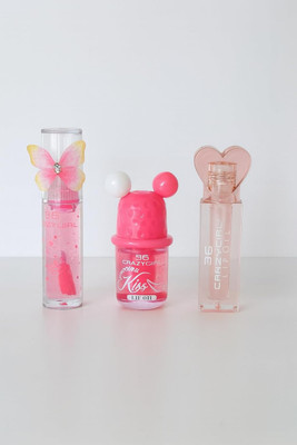 Bajajbeautyshop Korean Glossy fruit flavour Lip Gloss & Lip Tint Combo Set of 3(10 ml, Multi)