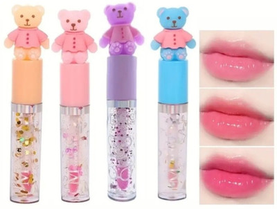 CrazzyShopperz Teddy Lip Gloss (Pack of 4)(10 ml, pink)