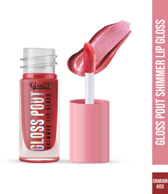 Glam21 Gloss Pout Shimmer Lip Gloss Non-sticky High Glossy Shine Soft & Hydrating Lips(7 g, Crimson Kiss, Red)